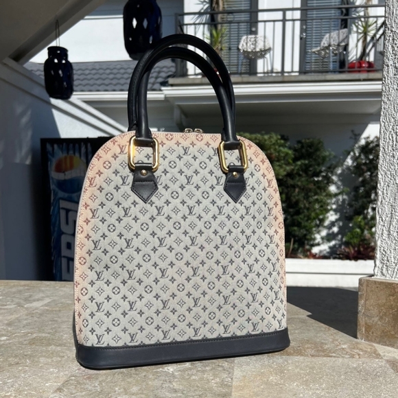 LOUIS VUITTON Blue Mini Lin Monogram Canvas Alma Haut Satchel Bag - Picture 10 of 10